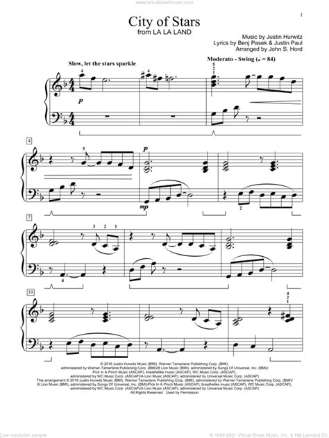 City Of Stars (from La La Land) (arr. John S. Hord) .